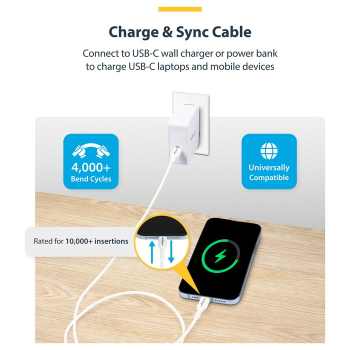 StarTech.com Cable USB-C a USB-C de 3m, 60W, Blanco