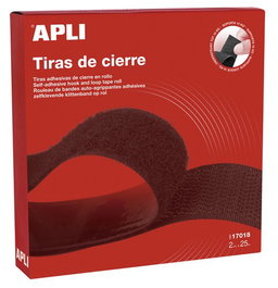 APLI Cinta Velcro Adhesiva Negra de 20 mm x 25 m