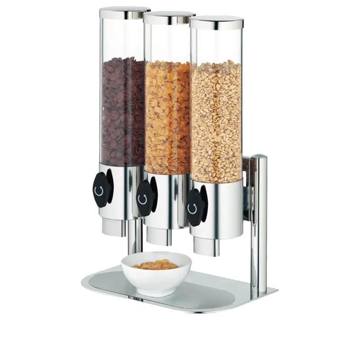 IREI Excellent Dispensador de Cereales Triple Acero Inoxidable - 60x25x39 cm, 10.5 L