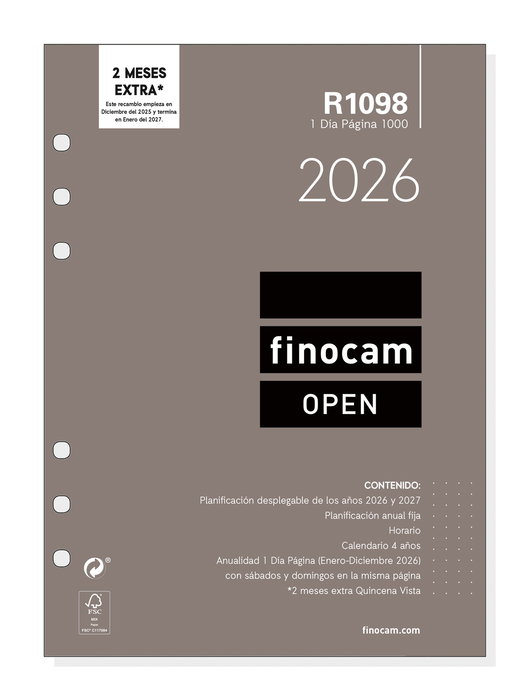 Finocam Calendario 2026 Pared Escritura Grafik A3 297x420mm Ref. 787240126
