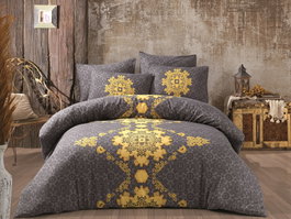 L'essentiel linge de maison Juego de Funda Nórdica Individual Amarillo y Antracita 160x220 cm 50% Algodón 50% Poliéster