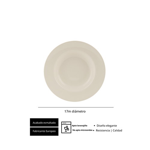 Summa Plato Llano 17 cm en Vitro Porcelana Color Marfil - Vajilla Valet (Set de 6)