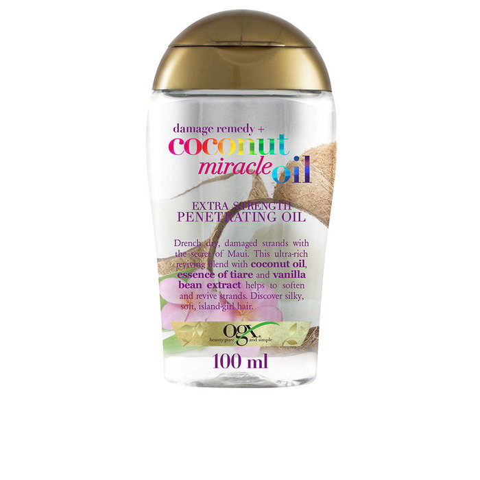 Ogx COCONUT MIRACLE OIL extra strength 100 ml, Aceite Reparador para Cabello Dañado, Frizz y Brillo Ogx COCONUT MIRACLE OIL extra strength 100 ml, Aceite Reparador para Cabello Dañado, Frizz y Brillo
