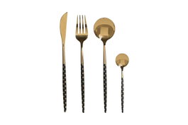 DKD Home Decor Set de Cubertería Topos Negro y Dorado de 16 Piezas