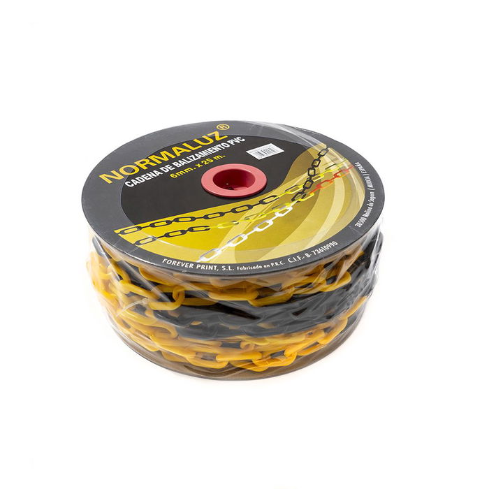 Normaluz Cadena Plástica Amarilla y Negra 6mm 25m Delimitación Señalización Normaluz Cadena Plástica Amarilla y Negra 6mm 25m Delimitación Señalización