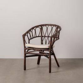 Silla de Comedor Blanco Marrón Ratán 58 x 59 x 78 cm