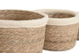 DKD Home Decor Set de 4 Cestas de Fibra y Algodón Crema y Natural