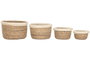 DKD Home Decor Set de 4 Cestas de Fibra y Algodón Crema y Natural