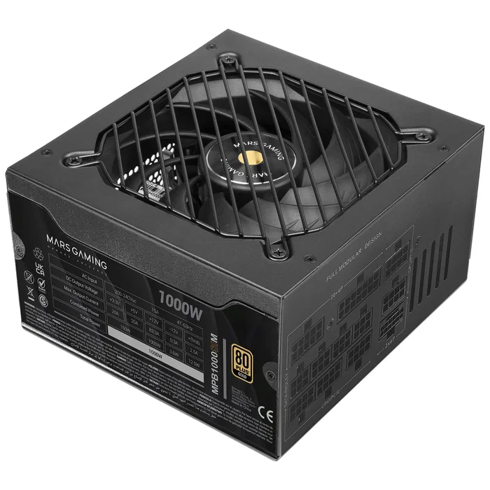 Mars Gaming MPB1000SIM 1000W 80 Plus Gold Modular ATX 3.1/PCIe 5.1