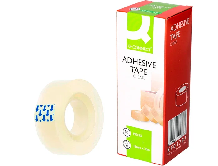 Q-connect Cinta Adhesiva Transparente 33m x 15mm (33 x 15 mm), 33 metros, Resistente y Fácil de Cortar para Embala Q-connect Cinta Adhesiva Transparente 33m x 15mm (33 x 15 mm), 33 metros, Resistente y Fácil de Cortar para Embala