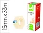 Q-connect Cinta Adhesiva Transparente 33m x 15mm (33 x 15 mm), 33 metros, Resistente y Fácil de Cortar para Embala