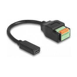 DeLOCK Cable USB 2.0 de USB Type-C™ hembra a bloque de terminales con botón pulsador 15 cm