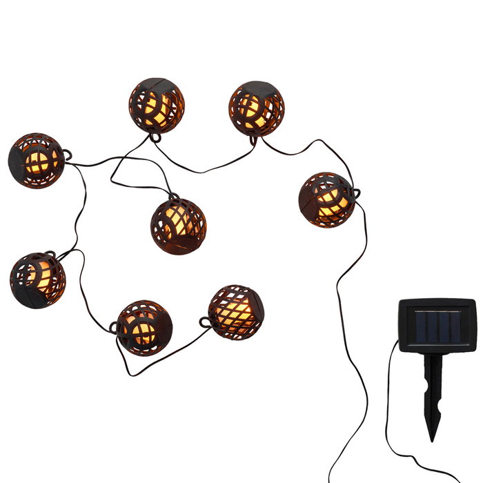 Outfit Guirnalda Solar LED IP44, 8 Luces/80 LEDs Blanco Cálido, 3.4m, Batería Recargable