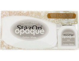 Tsukineko Almohadilla de tinta STAZON OPAQUE Blanco algodón para vidrio y plástico