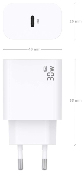 Aisens Cargador GaN 30W USB-C Blanco A110-0940