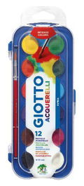 Giotto Acuarelas En Pastillas 30 mm Con Pincel Colores Surtidos Estuche 12 Ud