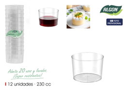 Inde Set de 12 Vasos Pequeños de Plástico 230cc