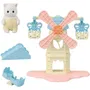 Sylvanian Families El molino de viento de los bebés con gato persa, tobogán, columpio y gateras giratorias para jugar