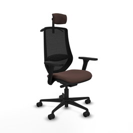 PIQUERAS Y CRESPO Silla de oficina Mardos con mecanismo Sincro/Traslack, Marrón oscuro y Negro