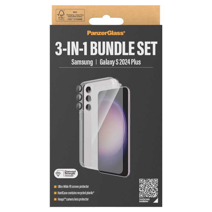 PanzerGlass Protector de Pantalla 3 en 1 Vidrio Templado Samsung Galaxy S24 Plus UWF