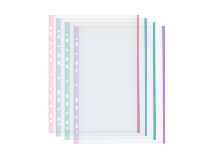 Pincello Set 25 Fundas Transparentes Color Folio Azul, Morado, Rojo, Verde 31 x 25 x 0.5 cm (Set de 48)