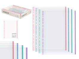 Pincello Set 25 Fundas Transparentes Color Folio Azul, Morado, Rojo, Verde 31 x 25 x 0.5 cm (Set de 48)