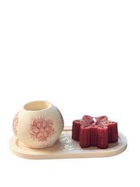Aberto Design Set de Velas de Concreto Navidad 6 Velas de Soya Rojas y Blancas 18x9x2 cm Hechas a Mano