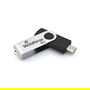 MediaRange MR1951 USB 3.2 Gen 1 USB-C 16GB, Llavero Girar de Metal, Negro/Plata, 50 MB/s Lectura, Resistente