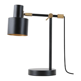 Fbright Lámpara de Mesa Serantes - Negro con Dorado, Casquillo E27 max 25W, Metálica, Moderna, 30x14x35 cm