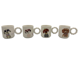 DKD Home Decor Juego de Tazas de Porcelana con Motivo de Perro, Multicolor, 420 ml