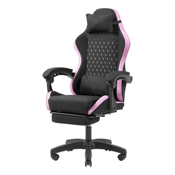Mars Gaming MGCXFGRBL Silla Gamer Negra y Rosa Reclinable Reposabrazos Ajustable Reposapiés Cojines