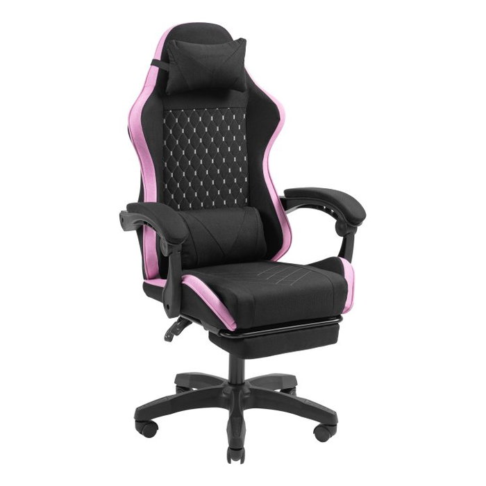 Mars Gaming MGCXFGRBL Silla Gamer Negra y Rosa Reclinable Reposabrazos Ajustable Reposapiés Cojines