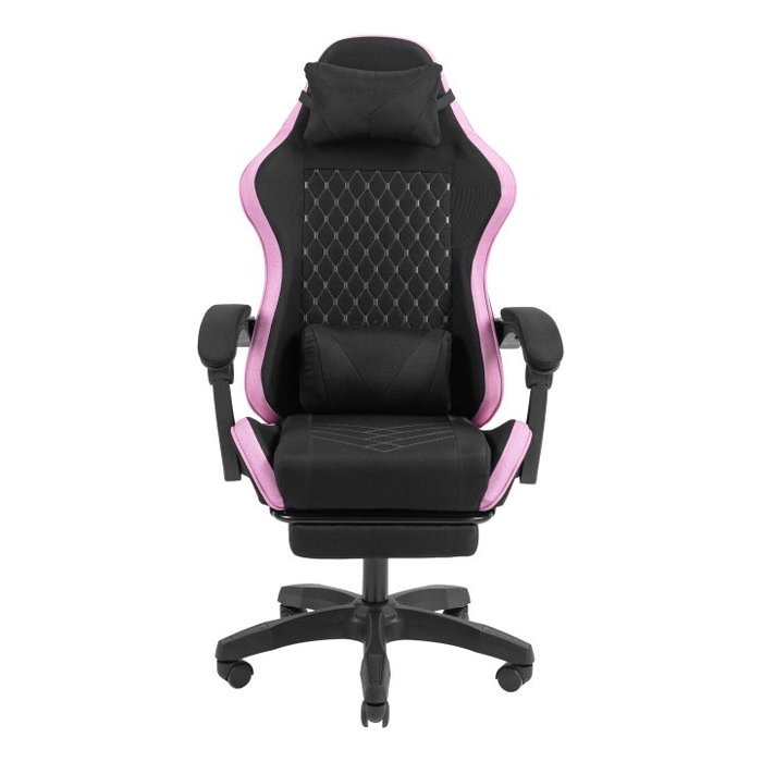 Mars Gaming MGCXFGRBL Silla Gamer Negra y Rosa Reclinable Reposabrazos Ajustable Reposapiés Cojines