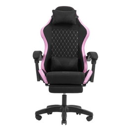 Mars Gaming MGCXFGRBL Silla Gamer Negra y Rosa Reclinable Reposabrazos Ajustable Reposapiés Cojines
