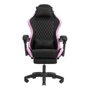 Mars Gaming MGCXFGRBL Silla Gamer Negra y Rosa Reclinable Reposabrazos Ajustable Reposapiés Cojines