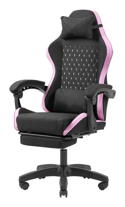Mars Gaming MGC-X Silla Gaming Ergonómica Reclinable con Reposapiés, Reposabrazos Ajustable y Cojines Lumbar/Cervical - Negro y Rosa
