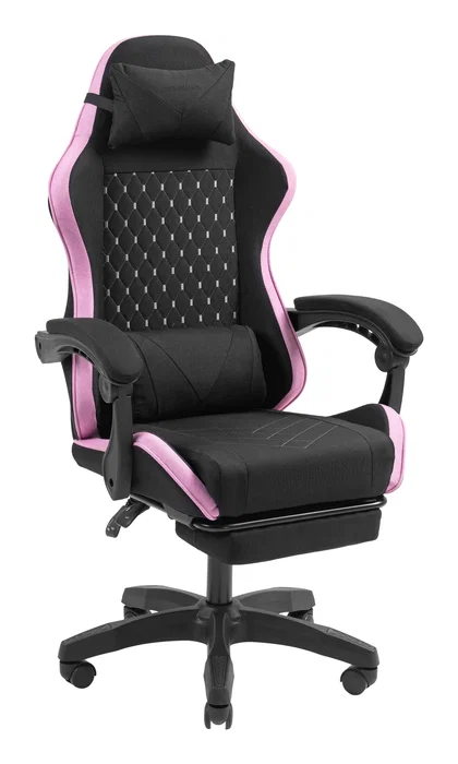 Mars Gaming MGC-X Silla Gaming Ergonómica Reclinable con Reposapiés, Reposabrazos Ajustable y Cojines Lumbar/Cervical - Negro y Rosa