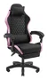 Mars Gaming MGC-X Silla Gaming Ergonómica Reclinable con Reposapiés, Reposabrazos Ajustable y Cojines Lumbar/Cervical - Negro y Rosa