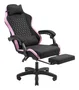Mars Gaming MGC-X Silla Gaming Ergonómica Reclinable con Reposapiés, Reposabrazos Ajustable y Cojines Lumbar/Cervical - Negro y Rosa