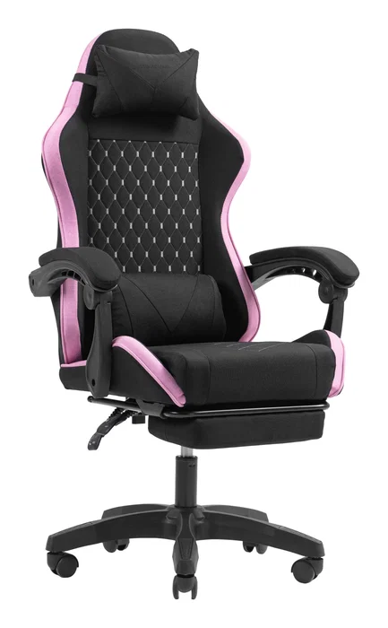 Mars Gaming MGC-X Silla Gaming Ergonómica Reclinable con Reposapiés, Reposabrazos Ajustable y Cojines Lumbar/Cervical - Negro y Rosa