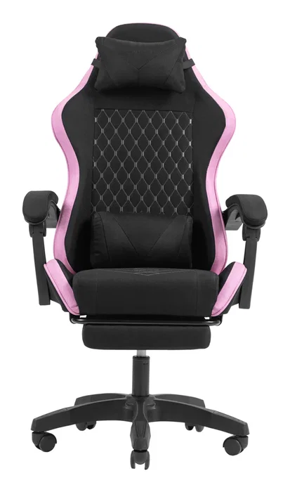Mars Gaming MGC-X Silla Gaming Ergonómica Reclinable con Reposapiés, Reposabrazos Ajustable y Cojines Lumbar/Cervical - Negro y Rosa