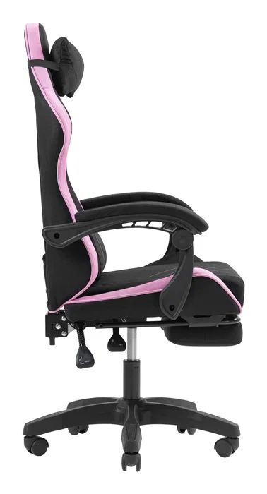 Mars Gaming MGC-X Silla Gaming Ergonómica Reclinable con Reposapiés, Reposabrazos Ajustable y Cojines Lumbar/Cervical - Negro y Rosa