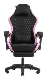 Mars Gaming MGC-X Silla Gaming Ergonómica Reclinable con Reposapiés, Reposabrazos Ajustable y Cojines Lumbar/Cervical - Negro y Rosa