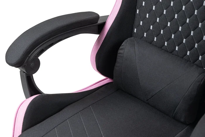 Mars Gaming MGC-X Silla Gaming Ergonómica Reclinable con Reposapiés, Reposabrazos Ajustable y Cojines Lumbar/Cervical - Negro y Rosa