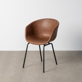 Silla Marrón Metal / Simil Piel 59 X 50,50 X 81,50 cm (Set de 2)