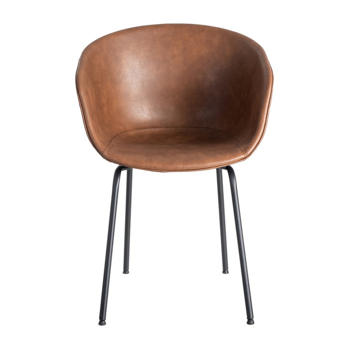 Silla Marrón Metal / Simil Piel 59 X 50,50 X 81,50 cm (Set de 2)