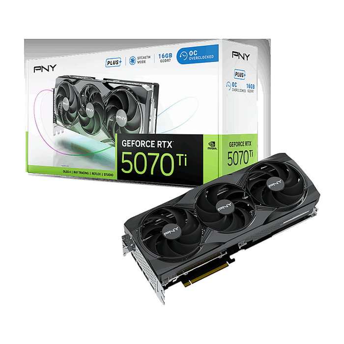 PNY Technologies GeForce RTX 5070 Ti VERTO OC - Tarjeta Gráfica Gaming 16GB GDDR7 256-bit, 3 Ventiladores, PCIe 5.0 x16, HDMI 2.1b, DisplayPort 2.1b
