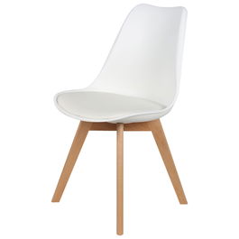 Home Deco Factory Silla COPENHAGUE Acolchada Blanca Diseño Escandinavo Patas Madera Haya