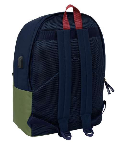 Safta Mochila Doble para Portátil 15,6" con USB "El Pulpo" Verde 31x44x18 cm