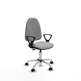 Silla de oficina Algarra con mecanismo Contacto permanente básico tapizada con Tela color Gris claro. Equipada con Base cromada, Brazos fijos y Ruedas de nailon 50 mm